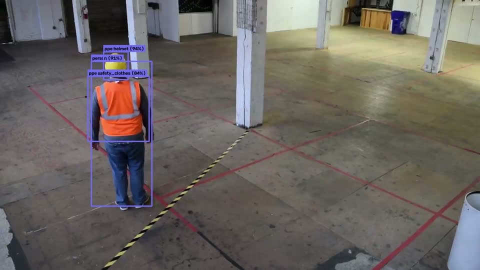 Check helmets and safety vests on every worker.